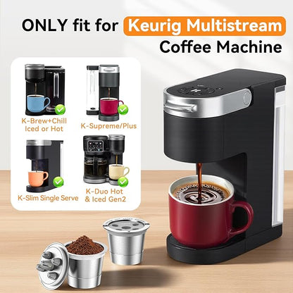 CAPMESSO Reusable K Cups for Keurig: 2025 Updated My K cup Metal Coffee Filter Refillable Coffee Pods with 5 Holes - for K Supreme/K Slim/K-Duo Gen2/K-Brew Chill with MultiStream Technology (1 Pack)