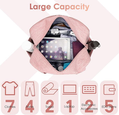 Narwey 18" Carry on Bag with Laptop Compartment 14 Inch Travel Duffel Bag for Spirit Airlines Personal Item Bag Overnight Weekender Bag with Wet Pocket for Women and Men (Pink)