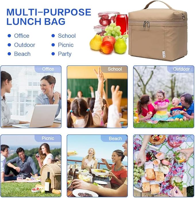 NOL Natural Organic Lifestyle Insulated Lunch Bags for Women Cooler Bag Lightweight Nylon Waterproof Lunch Box For Work