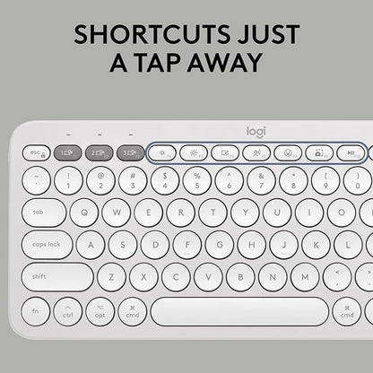 Logitech Pebble 2 Combo for Mac, Wireless Keyboard and Mouse, Slim, Quiet and Portable, Customizable, Bluetooth Mouse and Keyboard, Easy-Switch, for macOS, iPadOS - Tonal White