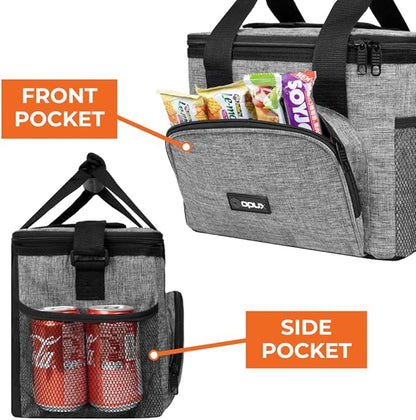 OPUX Soft Cooler Bag, Insulated Collapsible Lunch Cooler Bag for Men Work Camping Beach Travel, Portable Soft Sided Leakproof Waterproof Large Lunch Bag Box with Shoulder Strap 18 Cans, Heather Gray