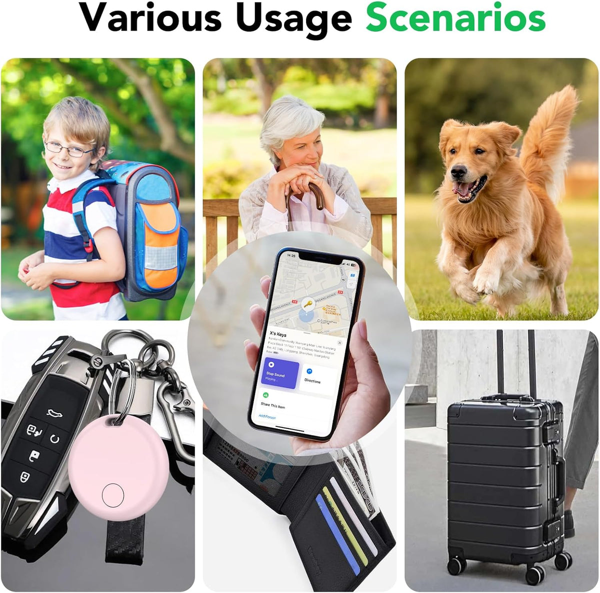 Air Tracker Tags-4 Pack: Smart Bluetooth Tracker, Item Finder Works with Apple Find My (iOS Only) App, Trakcer Tag Locator for Keys, Luggage, Satchel, Backpack etc. (Not for Android Devices)