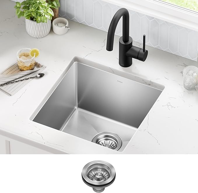 Kraus Kitchen Sink - Kraus Standart Pro 17-Inch Undermount Single Bowl, 16 Gauge Stainless Steel Kitchen Sinks, KHU101-17
