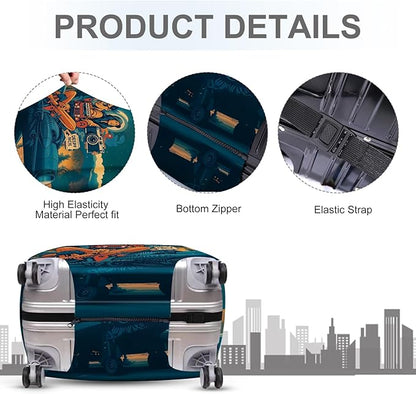 ANNA QUEEN Funny Adventure Travel Luggage Cover, Explore-Themed Suitcase Protector, Stretchable, Washable Travel Cover for 28-30 Inch Luggage