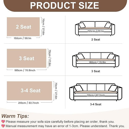 OTOB Sofa Covers for 3 Cushion Couch Washable, All Seasons Fuzzy Non Slip Kids & Pet Friendly Dog Bed Mats Couch Cover, Soft Plush Sofa Slipcovers Furniture Protector (Beige, 27.6" x 70.9'')
