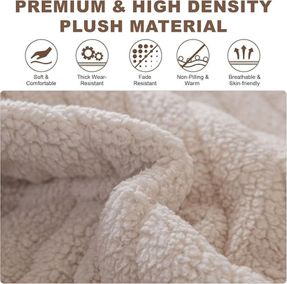 OTOB Sofa Covers for 3 Cushion Couch Washable, All Seasons Fuzzy Non Slip Kids & Pet Friendly Dog Bed Mats Couch Cover, Soft Plush Sofa Slipcovers Furniture Protector (Beige, 27.6" x 70.9'')