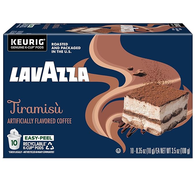 Lavazza Tiramisù Coffee, Single Serve Keurig K-Cup Pods, Flavored Coffee, 60-Count Box (6 Packs of 10)