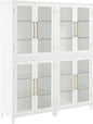 Crosley Furniture Roarke 2-Piece Glass Door Kitchen Pantry Storage Cabinet Set, Living Room, Entryway, White