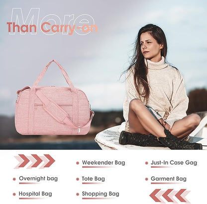 Narwey 18" Carry on Bag Underseat for Airplane with Wet Pocket Spirit Airlines Personal Item Bag Travel Duffel Bag Small Gym Bag Weekender Overnight for Women and Men (Pink)