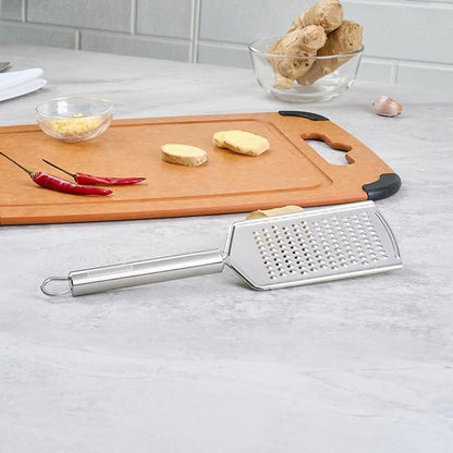 Restaurantware-German Standard Fine Handheld Grater, 1 Flat Cheese Grater - Dishwashable, Durable, Stainless Steel, With Handle, Suitable For Chocolate, Nutmeg, Garlic, Lemon, And, More