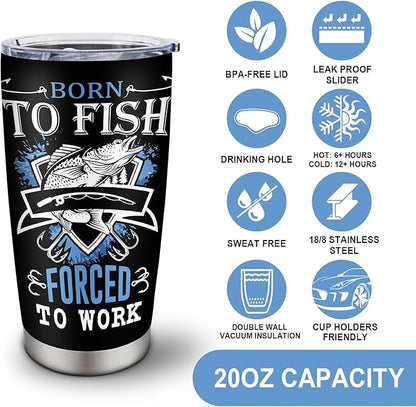 Christmas Fishing Gifts for Men, Unique Fishing Gifts for Dad/Grandpa/Boys, Gift for Fisherman, Dad/Papa Fisherman Present, Birthday Present for Mens Who Love to Fish Tumbler 20oz