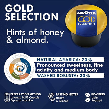 Lavazza Blue Capsules Coffee Pods Variety Pack – 100 Count (2 Packs of 50) – Top Class & Gold Selection Medium Roast Espresso – Compatible with Lavazza LB Machines Only