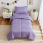 ZPECC Toddler Bedding Set - 4 Piece Hypoallergenic Baby Crib Bedding Set for Boys and Girls, Includes Toddler Comforter, Flat Sheet, Fitted Sheet and Pillowcase, Purple Stripe