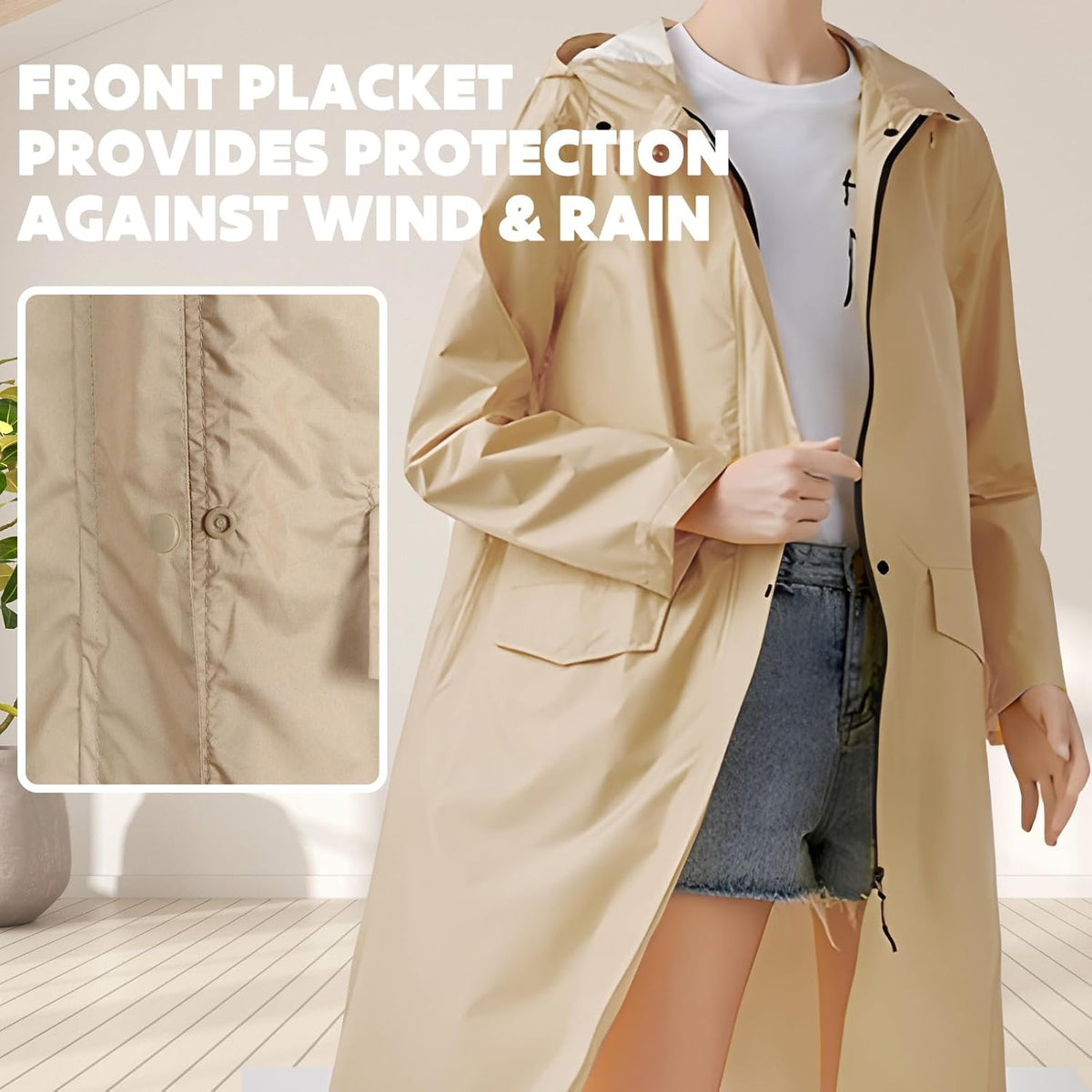 ANYOO Waterproof Rain Poncho Lightweight Reusable Hiking Hooded Coat Jacket for Outdoor Activities