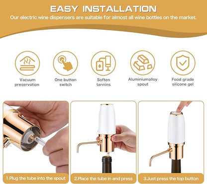 Electric Wine Aerator Pourer with Stopper, Automatic Wine Bottle Dispenser Machine with USB Rechargeable and Multi-Smart Wine Decanter, Best Wine Gifts for Wine Lovers