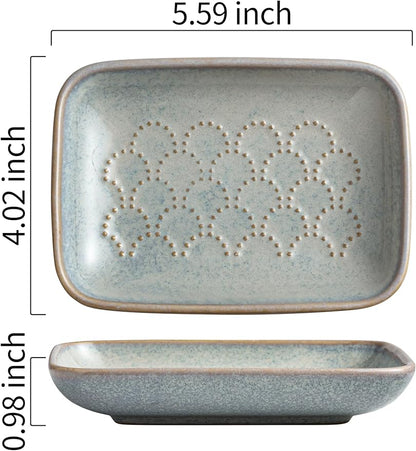 Gomakren Soap Dish for Shower, Ceramic Soap Dishes for Bar Soap Sponge, Christmas Shower Soap Holder Saver Tray for Bathroom Kitchen Sink, Easy to Clean, Gray