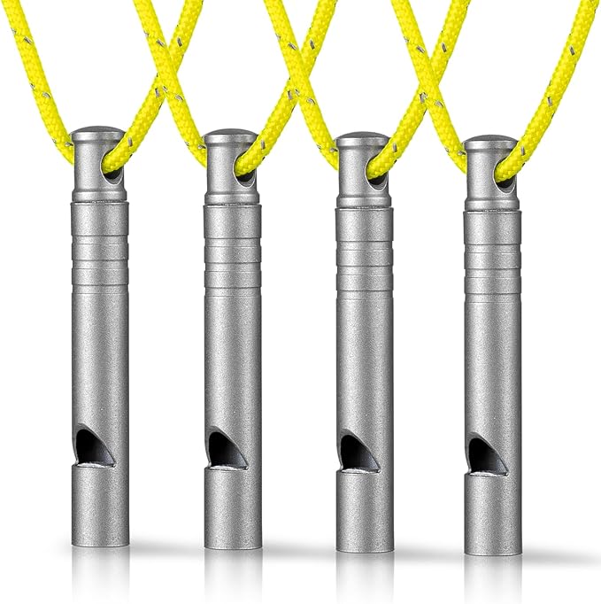 TISUR Titanium Emergency Whistle,120db Safety Whistle with Lanyard,Outdoor Survival Small Whistle for Life Saving,Hiking,Pets Training,Coach Sports