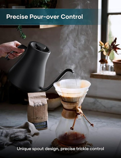 Electric Kettles, Gooseneck Electric Kettle, ±1℉ Temperature Control, Stainless Steel Inner, Quick Heating, for Pour Over Coffee, Brew Tea, Boil Hot Water, 0.9L Black