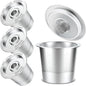 CAPMESSO Reusable Coffee Pods for Keurig 1.0: 4 Stainless Steel Refillable K-Cups with 12 Gaskets - Universal Compatibility, Eco-Friendly, Silver