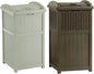 Suncast 33 Gallon Trash Hideaway Easy Assembly Durable Plastic Garbage Container with Wood Look Design, 1 Beige and Brown (2 Pack)