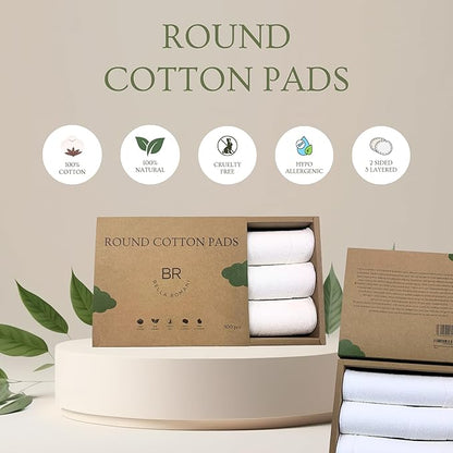 Certified Organic Cotton Rounds (300 Count) Makeup Remover Pads, Hypoallergenic, Lint-Free | 100% Pure Cotton