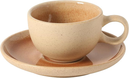 Gibson Elite Manila Bay 8-Piece Stoneware 5 oz Cup and Saucer Set, Reactive