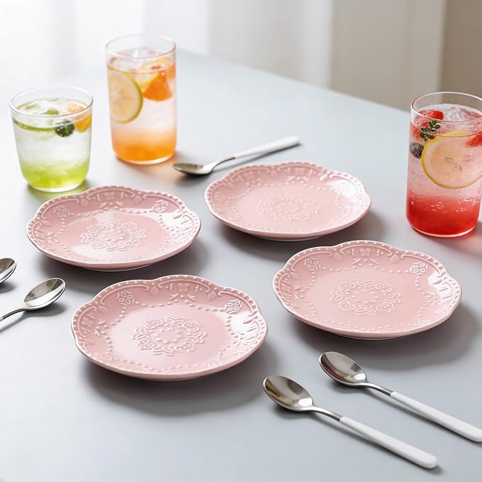 Gaolinci European Palace Series Lace Embossed Ceramic Dinner Plate