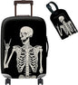 Luggage Cover Suitcase Protector Plus 1 Luggage Tag, Rock Skull Travel Suitcase Cover Suitable for 18-20 inch Luggage (S) with Concealed Zipper Washable Elastic Cloth Dustproof Anti-Scratch