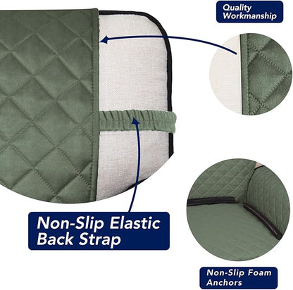 PureFit Reversible Quilted Sofa Cover, Water Resistant Slipcover Furniture Protector, Washable Couch Cover with Non Slip and Elastic Straps for Kids, Dogs (Oversized Loveseat, Greyish Green/Beige)