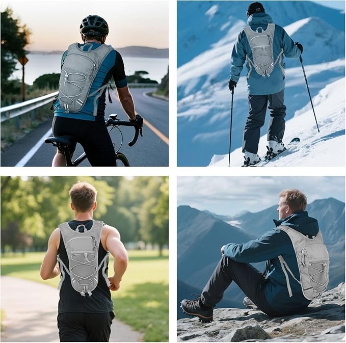 Lightweight Hydration Backpack 2L Water Bladder Pack for Running, Cycling, Hiking – Anti-Theft Water Backpack with Phone Holder, Trekking Pole Holder & Reflective Strips for Men & Women