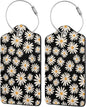 Set of 2 Luggage Tag for Suitcases Tie dye PU Leather Luggage Tag with Full Back Privacy Name ID Card Fun Laggage Tags