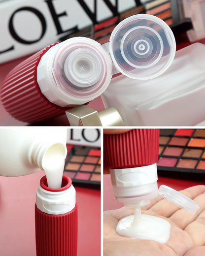 Travel Bottles for Toiletries 8 Pack, TSA Approved 3 oz Travel Containers, Clear Bag, Leak Proof Silicone Squeezable Jars