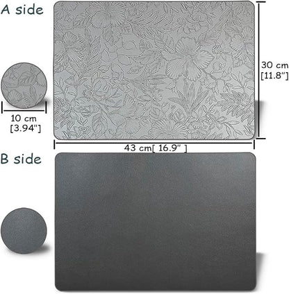 Spring Floral Pattern Placemats and Coasters Set, Embossed Flower Dinner Table