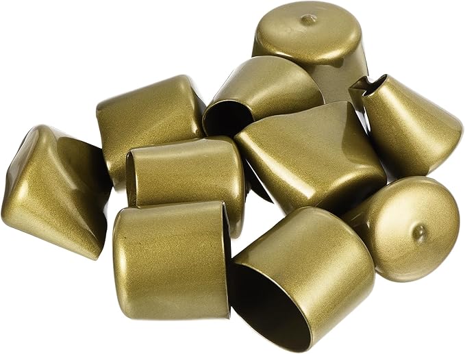 uxcell 20pcs Rubber End Caps 43mm ID Vinyl Round Tube Bolt Cap Cover Thread Protectors Gold