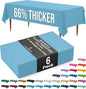 Exquisite 66% Thicker Premium Plastic Table Cloth Rectangle Table Cover 0.5 Mil 6 Pack Sky Blue Table Cloth 54 Inch x 108 Inch Disposable Tablecloth Won't Tear Easily Like Cheap Thin Brands