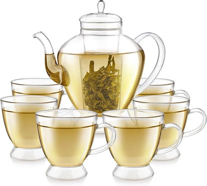 Teabloom Grand Bouquet Glass Teapot with Microdot Glass Infuser – Elegant 50oz Borosilicate Teapot for Whole Leaf & Blooming Teas – A Pure & Visual Tea Experience – Tea Purist's Choice