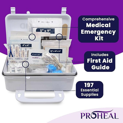 50 Person OSHA Compliant First Aid Kit for Businesses, Vehicles, Trucks, Construction Site - Type III, ANSI Class A Emergency Kit - 197 Piece Essential First Aid Supplies