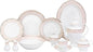 Dinnerware Set for 8-49 Piece Vintage Porcelain Dining Set - Gorgeous White and Pink Floral Design - Plates, Bowls, Cups and Saucers - For Everyday Dishes and Formal Occasions (Sandra Pink 2049)