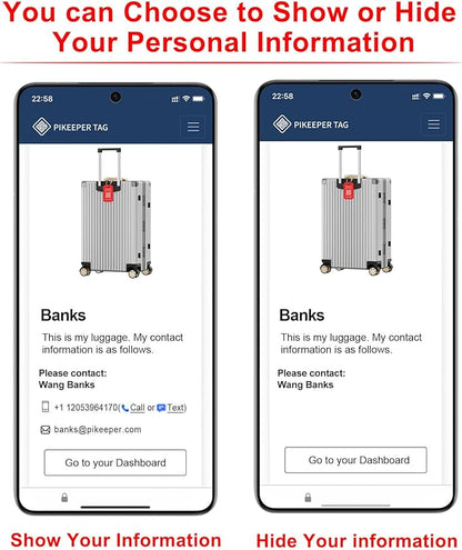 Engraved Aluminum Luggage Tag, American Flag Suitcase ID Tag with Smart QR Code for Lost & Found, Shows Scanner’s Location When Scanned, Privacy-Protected Travel Bag Tag (2 Pack)