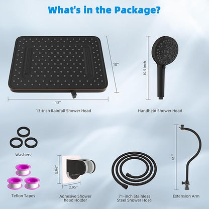 Hibbent cUPC Certified High Pressure 13'' Dual Shower Head Combo with 10-mode Handheld Spray, Rainfall 5-spray Shower Head, 12'' Adjustable Extension Arm, 71'' Hose, Shower Holder, Oil Rubbed Bronze