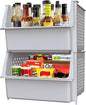 Skywin Plastic Stackable Storage Bins for Pantry - 2 Pack Stackable Bins For Organizing Food, Kitchen, and Bathroom Essentials (Light Grey)