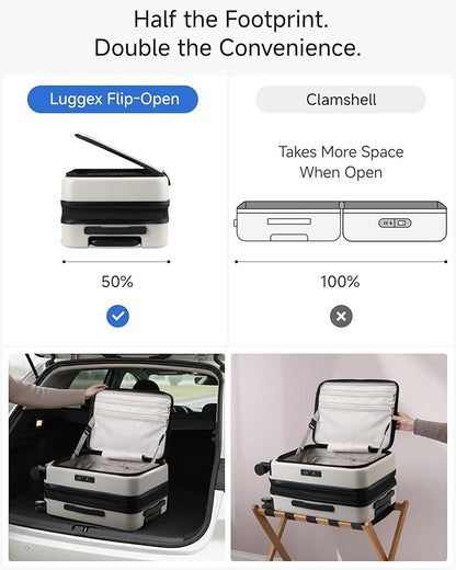 Carry On Luggage Top Opening, FLT Expandable Polycarbonate Hard Shell Suitcase with Wheels (FLO-Lite, Beige, 20 Inch, 38L-43L)