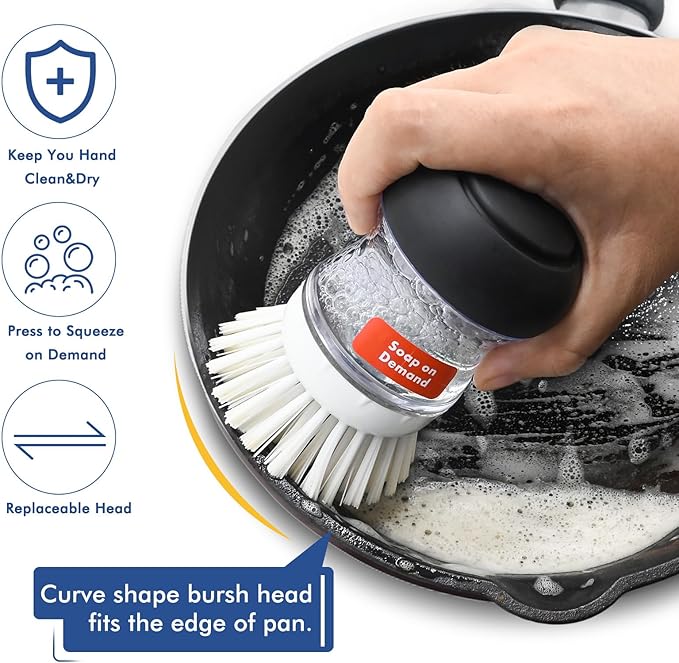 Palm Brush Refills for OXO Soap Dispensing Dish Brush - 6 Pack Cleaning Replacement Brush Head for OXO Palm Brush