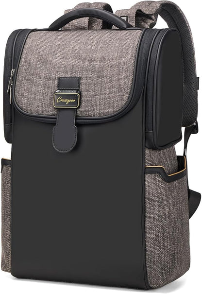 CROSSGEAR Casual Daypack Backpack, Lightweight, Shock-absorbing Padding Strap, Breathable Back, Work Business Laptop Backpack for Men, Multi-Pocket, Water-resistant, 14” Laptop Compartment, 24L