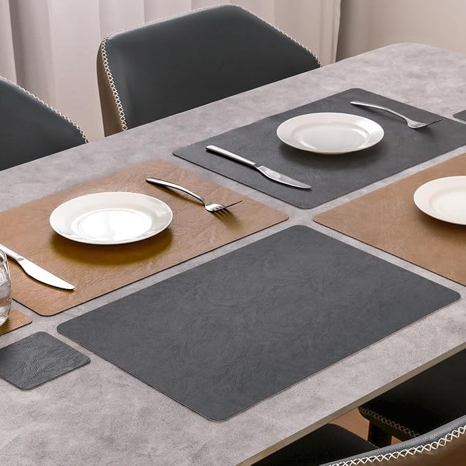 Vinyl Placemats Set of 4, Dual Sided Place Mats