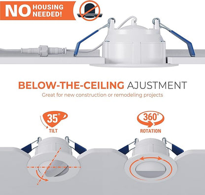 HALO RA 4-Inch Canless LED Recessed Downlight with Adjustable Gimbal, Selectable Lumens and Color Temperatures, Dim-to-Warm - RA6LS9FSD2W1EWHDM