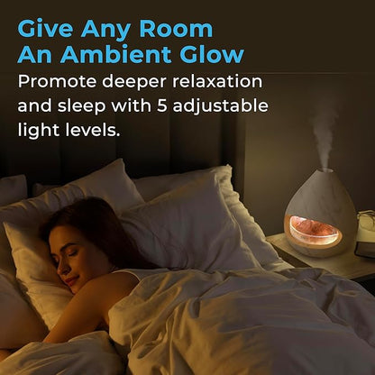 Pure Enrichment® PureGlow™ Crystal - 2-in-1 Himalayan Salt Lamp & Ultrasonic Essential Oil Diffuser, Original Salt Therapy Lamp, 100% Pure Himalayan Salt, Ambient Glow, 160 mL 16-Hour Tank (Marble)