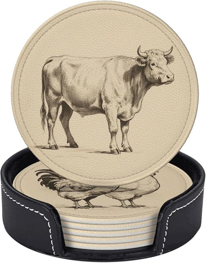 6 Pcs Farm Animals Drink Coasters