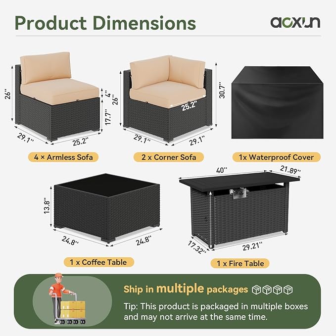 Aoxun 8 Piece Patio Furniture Set