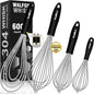 Walfos Whisk,Whisks for cooking set, 304 Stainless steel Whisks,Heat Resistant 600°F.Perfect for Blending Beating Stirring - 11inFlat Whisk and 7+9+11in Balloon Whisk